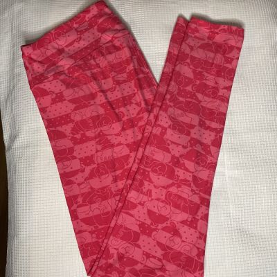 New Womans LuLaRoe Fuchsia Pink Love Bear Pattern Leggings TC